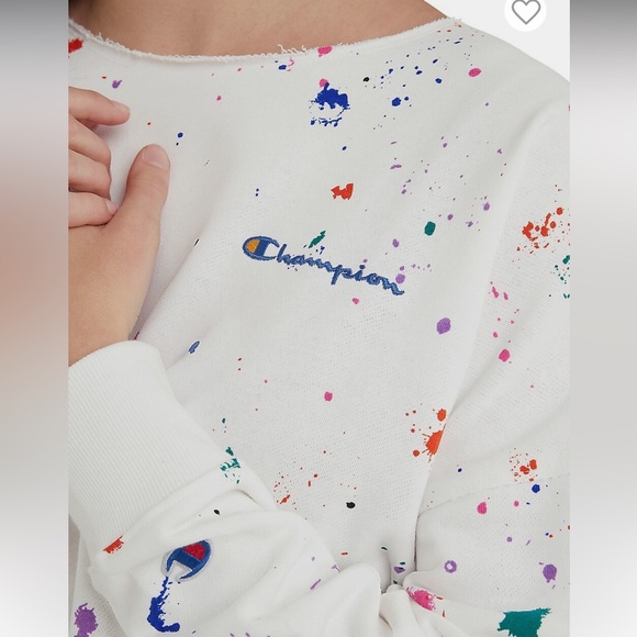 Champion Splatter Paint Oversized semi-cropped Sweatshirt, excellent condition - Picture 3 of 6